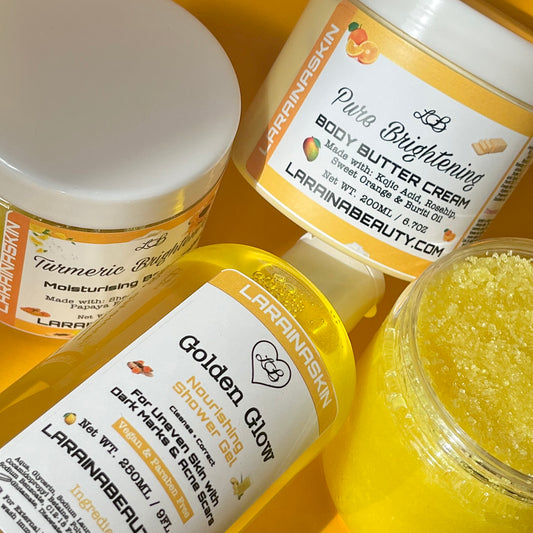Turmeric Moisturising Body Polish is a body brightening scrub with deep exfoliating and moisturising benefits best for dry skin with inflammatory condition and those with hyperpigmentation