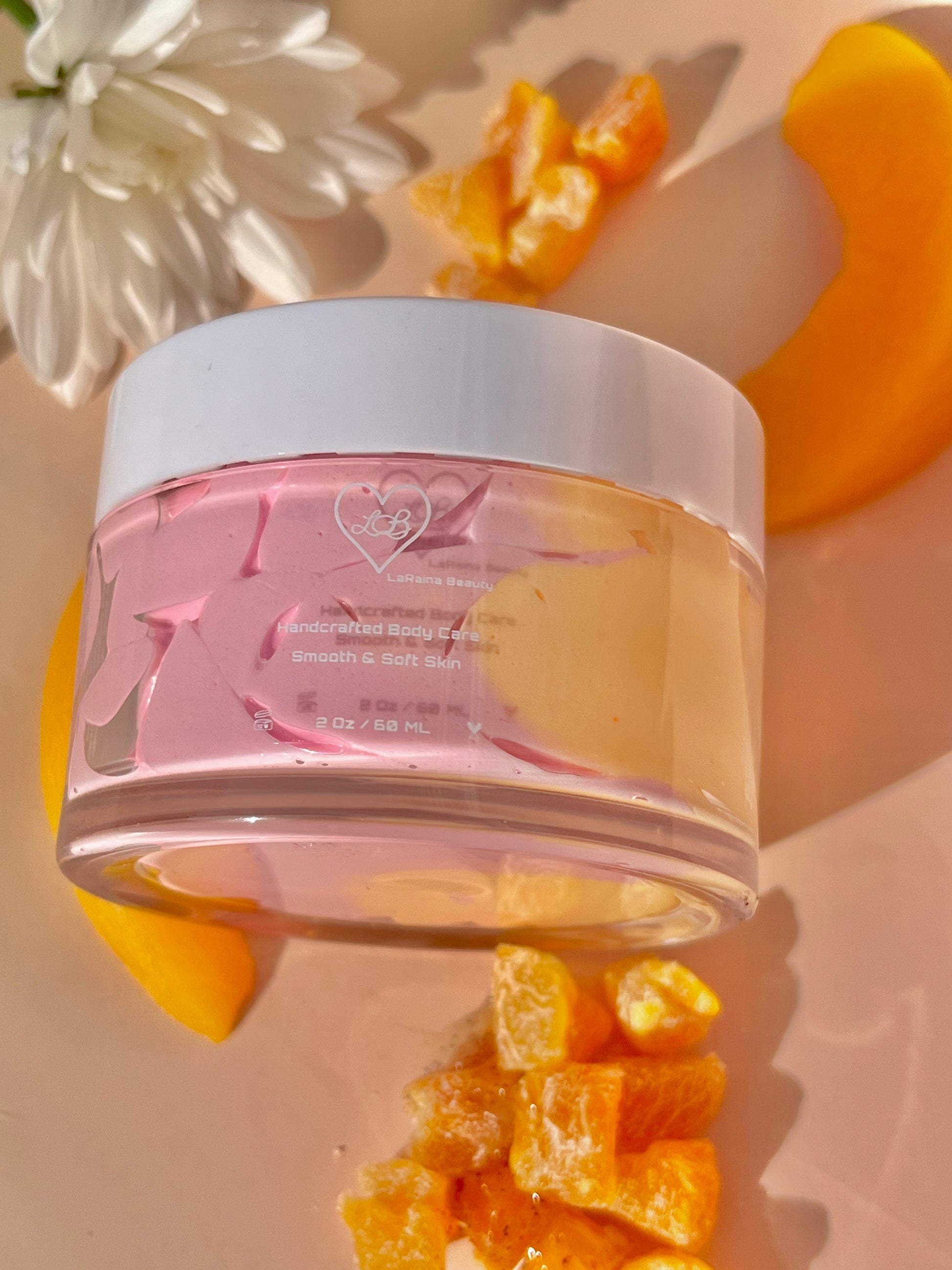 Peach Mango salsa Tropical juicy  Whipped Body Butter - Peach Fusion scented body moisturiser for dry skin and inflammatory skin conditions. Skincare treatment, uk handmade vegan body butter