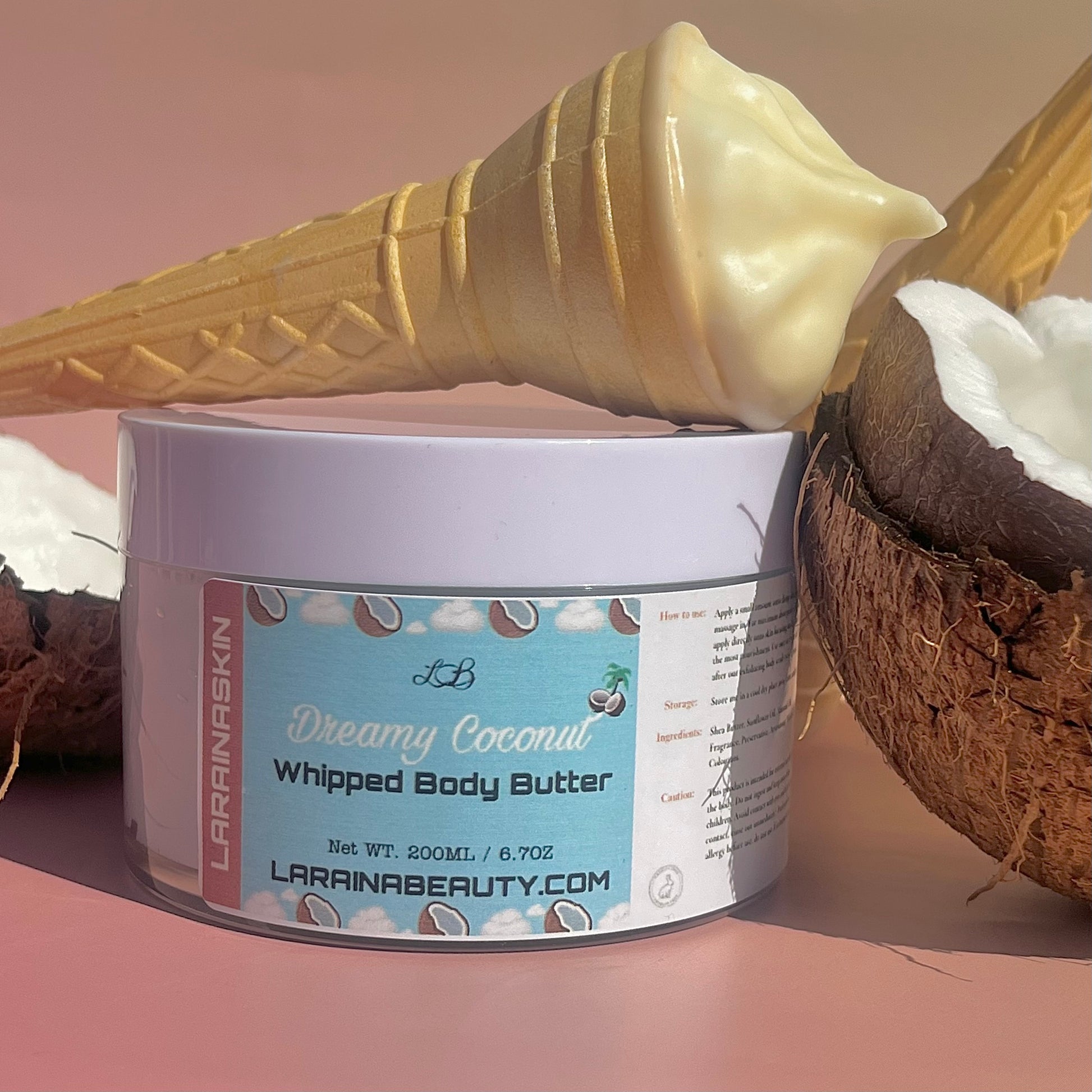 coconut whipped body butter, this juicy fruity flavoured moisturiser is highly moisturising and ideal for all skin types especially dry skin,