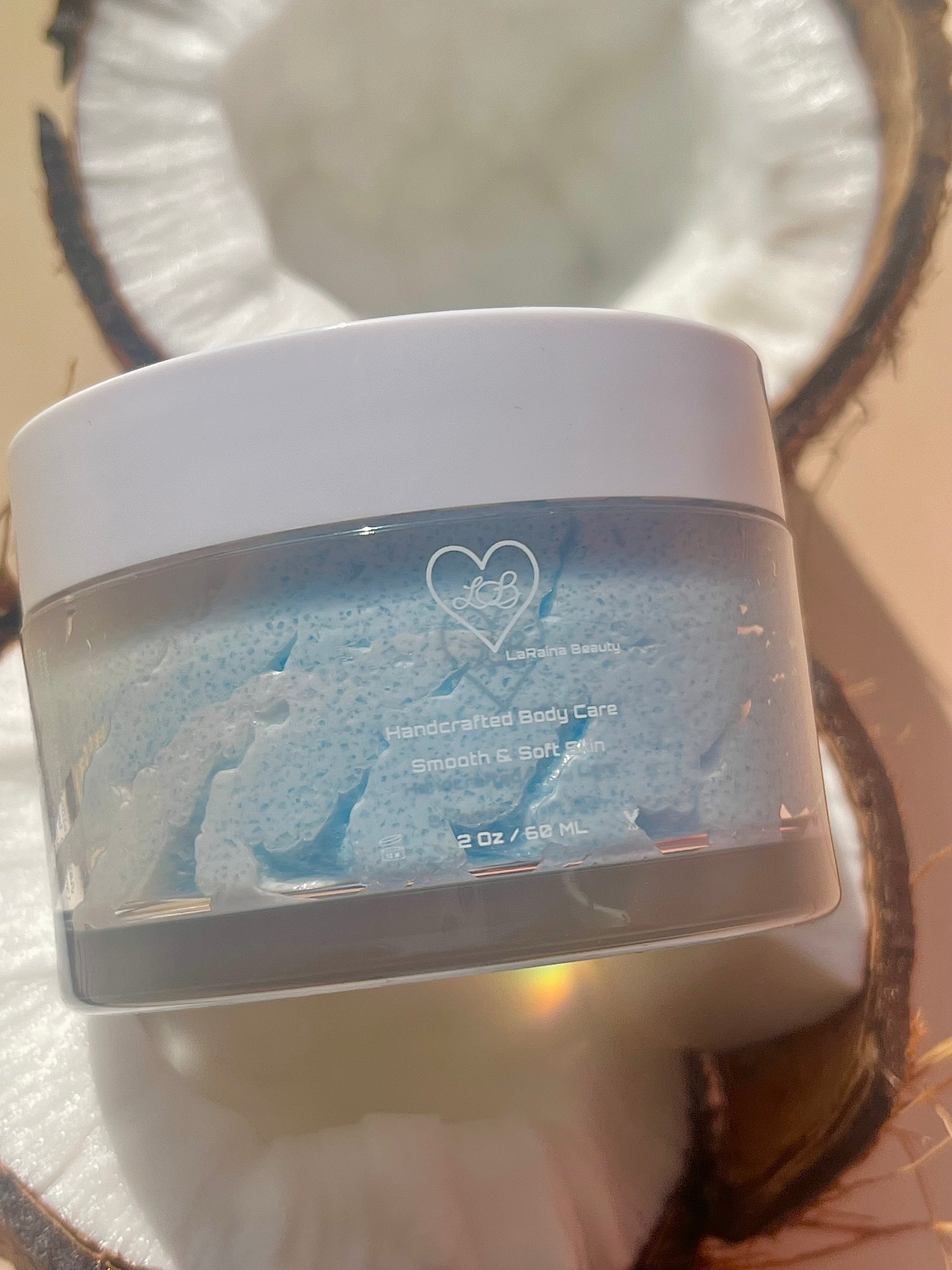 Exotic coconut with vanilla aroma Summer Fruity body scrub. A foaming/cleansing and exfoliating gentle body scrub to achieve smooth soft skin. UK handmade Vegan skincare that brings a fun luxurious experience to self care and shower routines. Scrub and get rid of patchy dry skin, clogged pores and ingrown hairs. The best body scrub you could ever ask for.