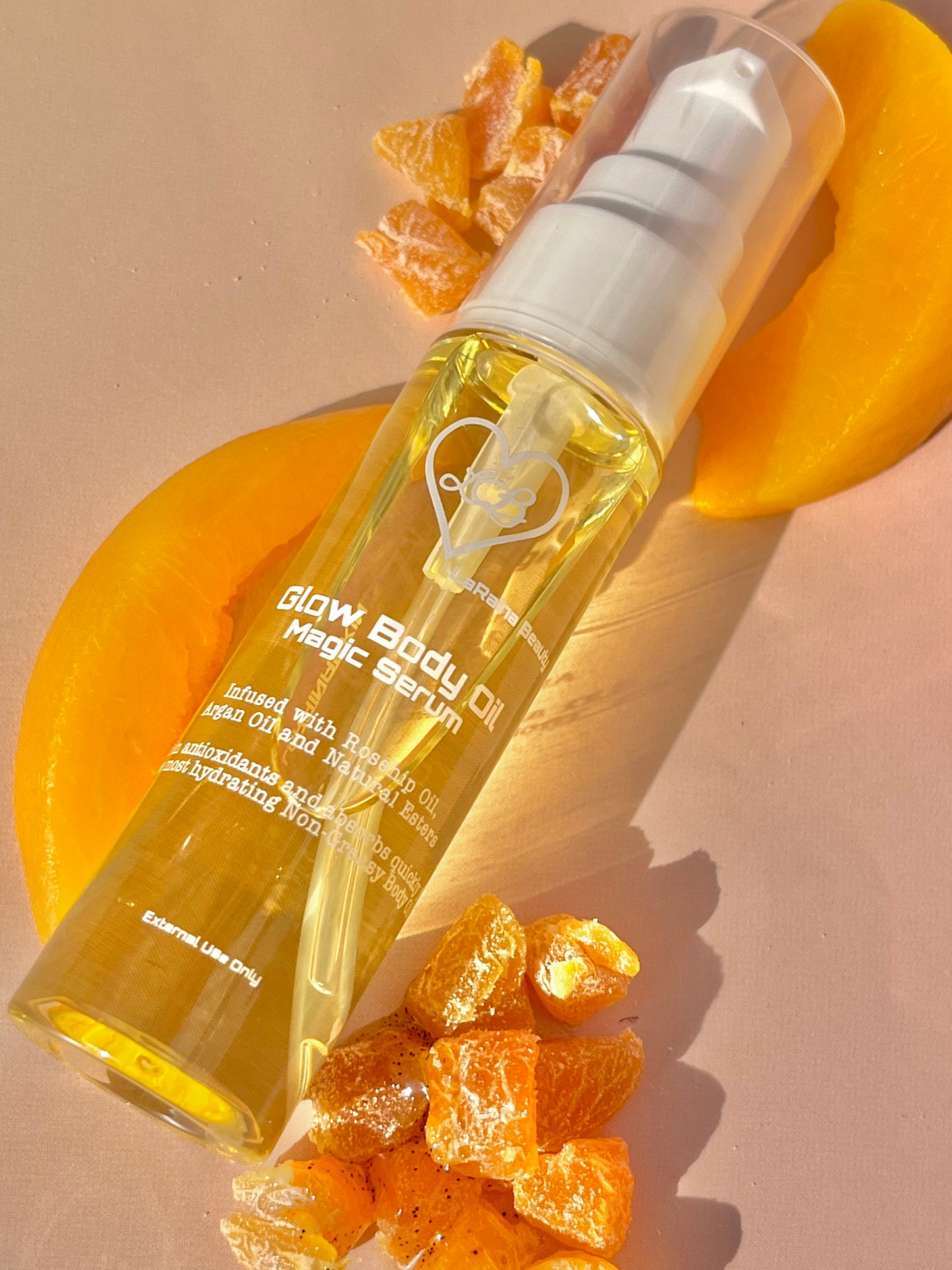 Peach Fusion scented body oil - Handmade UK body oil for glowing skin, a luxurious fragrant self care ritual with clean ingredients, vegan free, eco friendly and affordable.