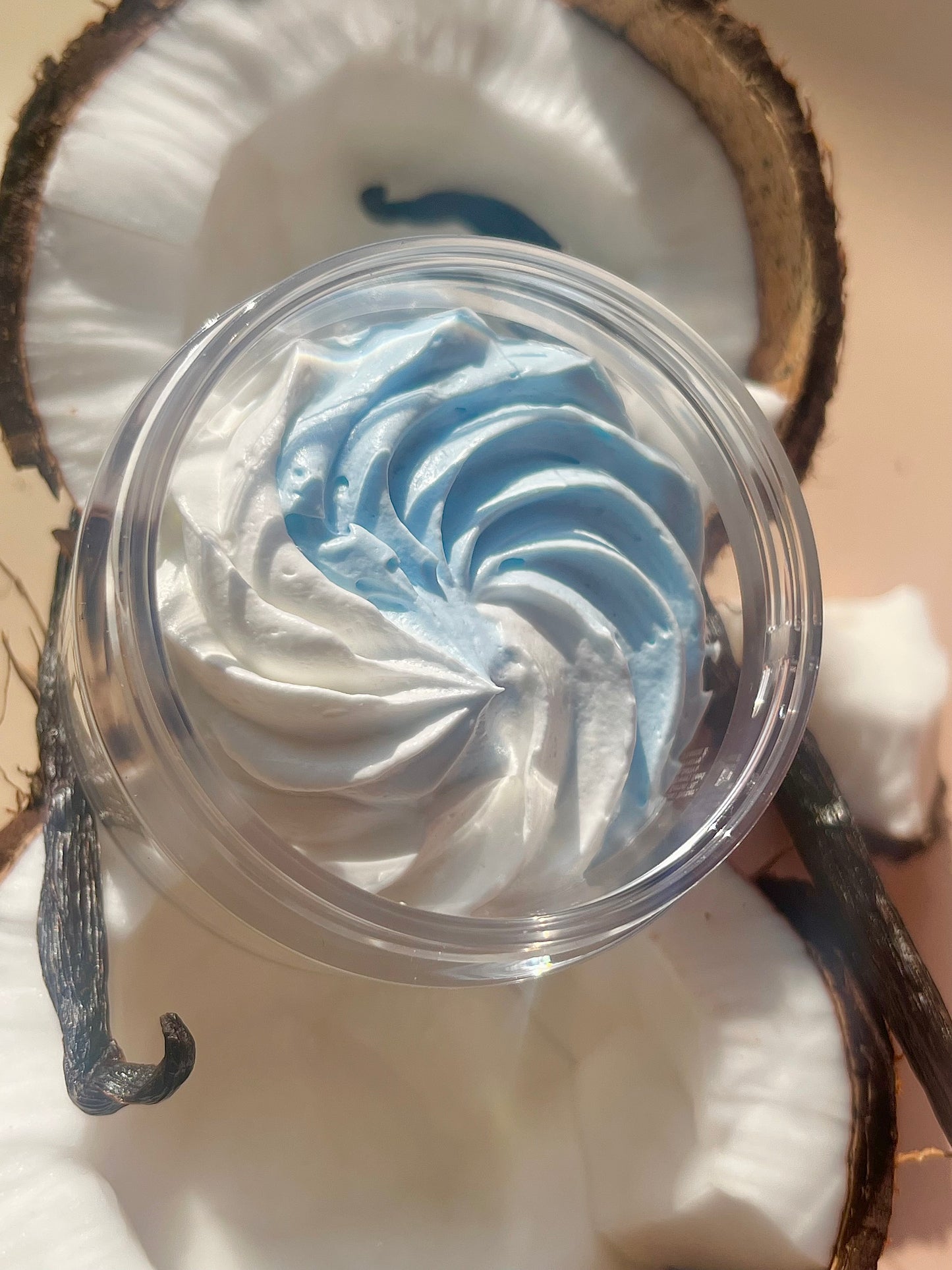 Coconut Whipped Body Butter - Coconut scented body moisturiser for dry skin and inflammatory skin conditions. Winter Skincare treatment, uk handmade vegan body butter