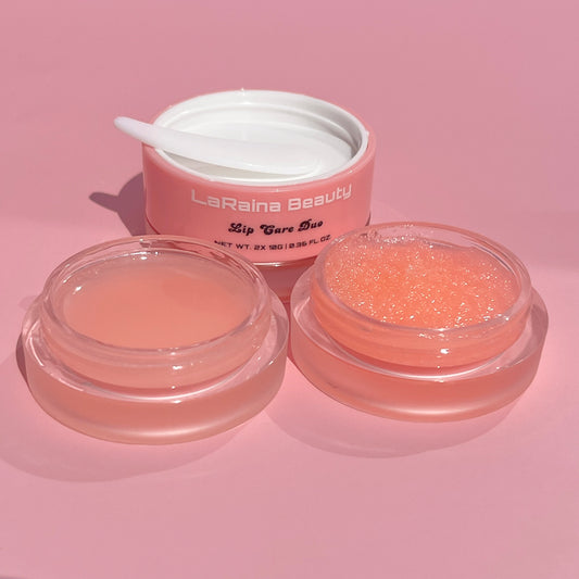 Peach lip care set, pink lip scrub and lip mask kit, best lip balm for dry lips, pair with the peach flavoured lip oil. The best lip mask and lip scrub is in this duo and has been been compared as a lineage lip sleeping mask dupe.