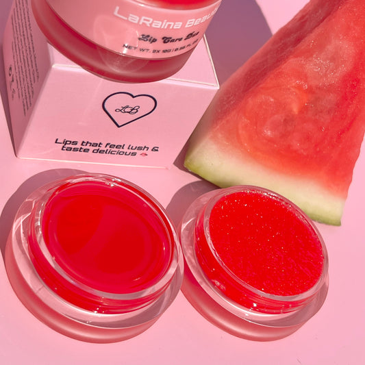 Watermelon lip care set, lip scrub and lip mask kit, best lip balm for dry lips, pair with the watermelon flavoured lip oil. The best lip mask and lip scrub is in this duo and has been been compared as a lineage lip sleeping mask dupe.