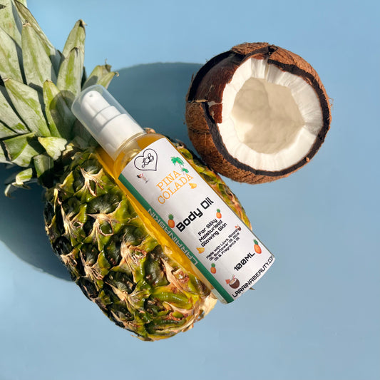 pina colada body oil is great for hydrating the skin and sealing in moisture, with a mouthwatering accord with top notes of juicy pineapple with a heart of creamy coconut on a base of sweet vanilla and creamy musks.