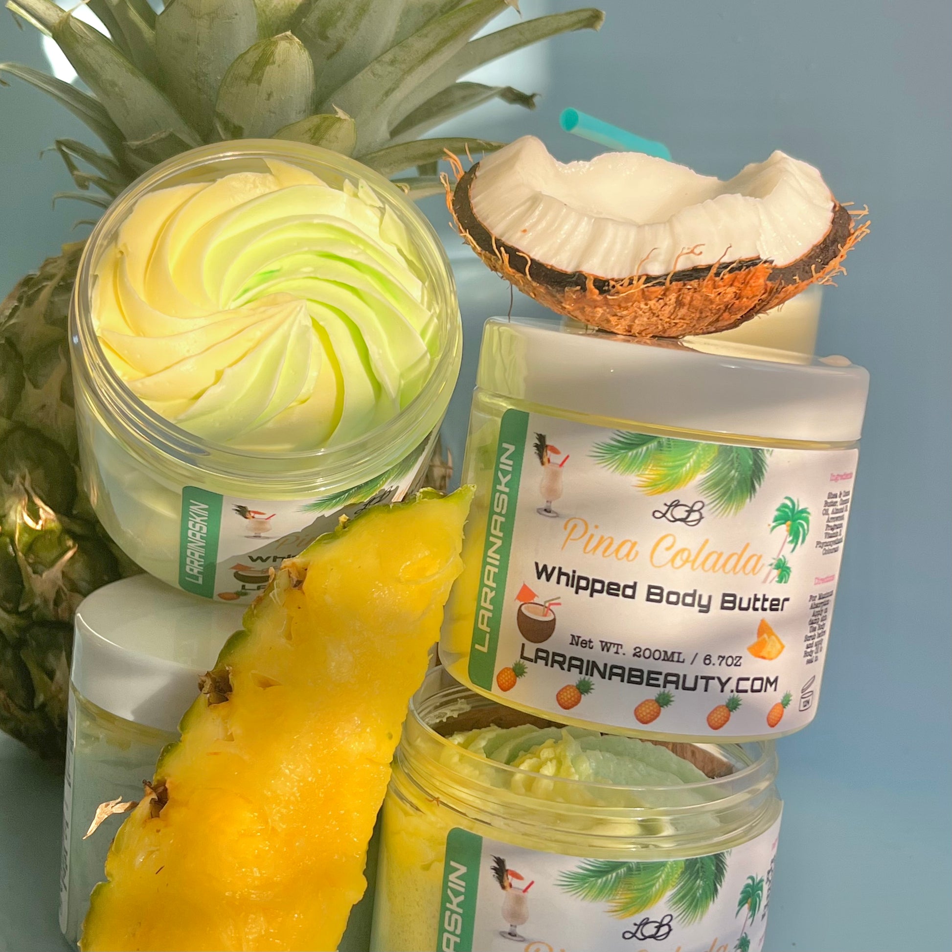 Pina Colada whipped body butter, this juicy fruity flavoured moisturiser is highly moisturising and ideal for all skin types especially dry skin,