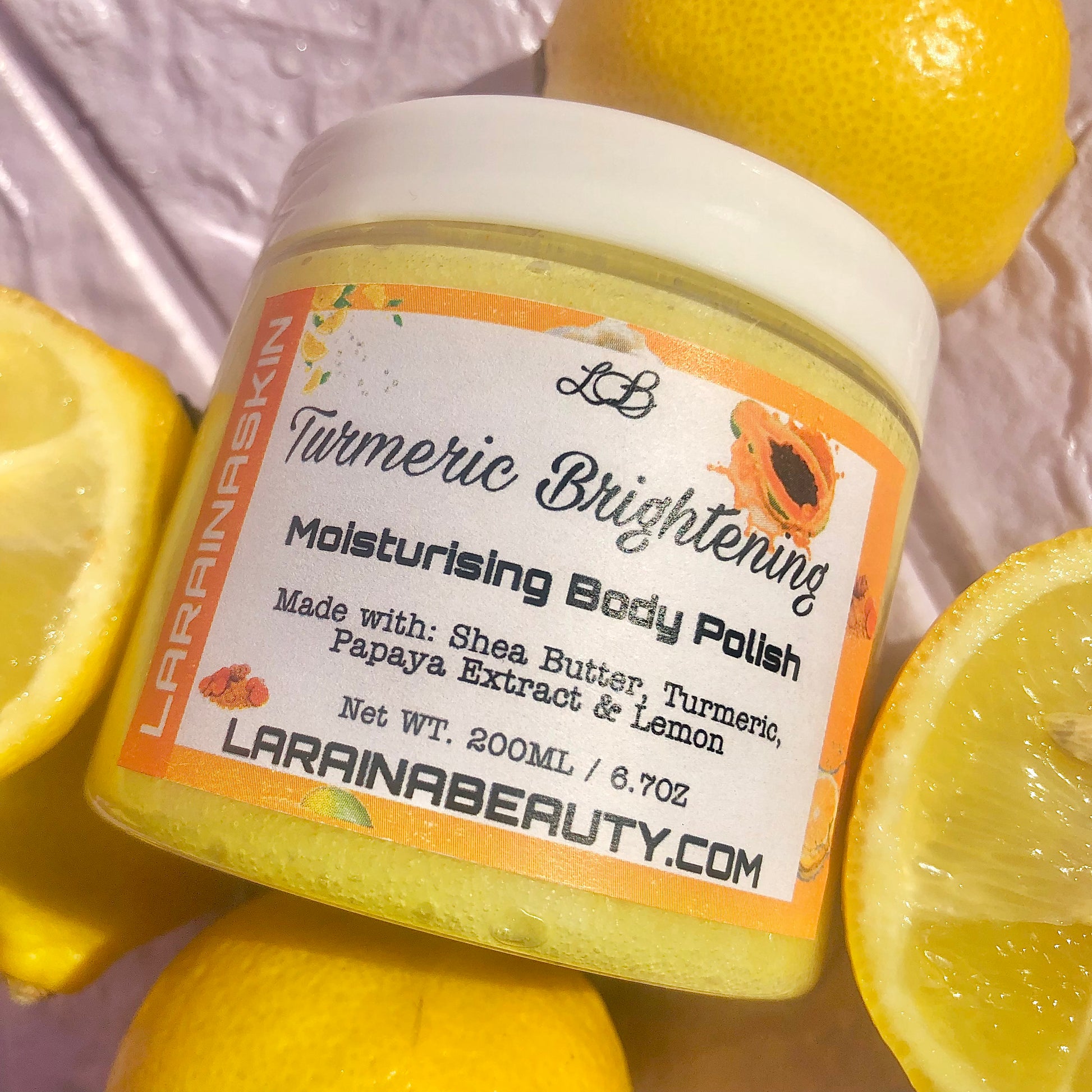 Turmeric Moisturising Body Polish is a body brightening scrub with deep exfoliating and moisturising benefits best for dry skin with inflammatory condition and those with hyperpigmentation