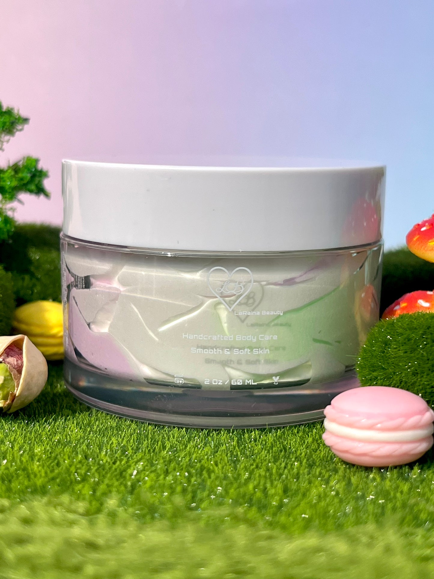 Pistachio Macaron body bundle- gourmand dessert inspired skincare gift set - body scrub to exfoliate and smooth, body butter to moisturiser dry skin & body oil to hydrate and seal for a healthy soft skin. Radiant glowing skincare routine - uk handmade vegan body butter. Creamy, nutty and sugar spun.