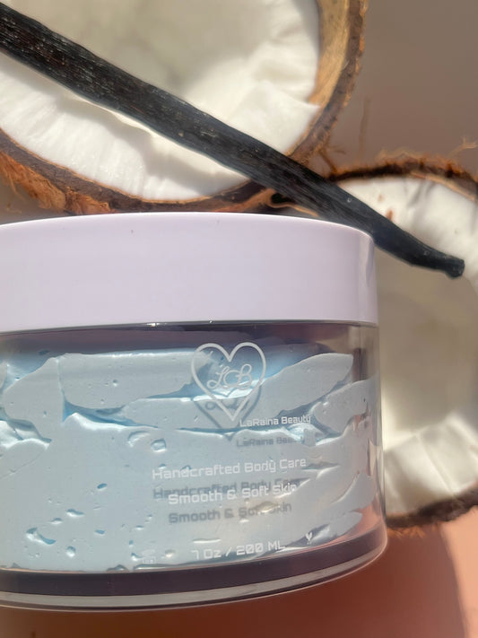 Coconut Whipped Body Butter - Coconut scented body moisturiser for dry skin and inflammatory skin conditions. Winter Skincare treatment, uk handmade vegan body butter