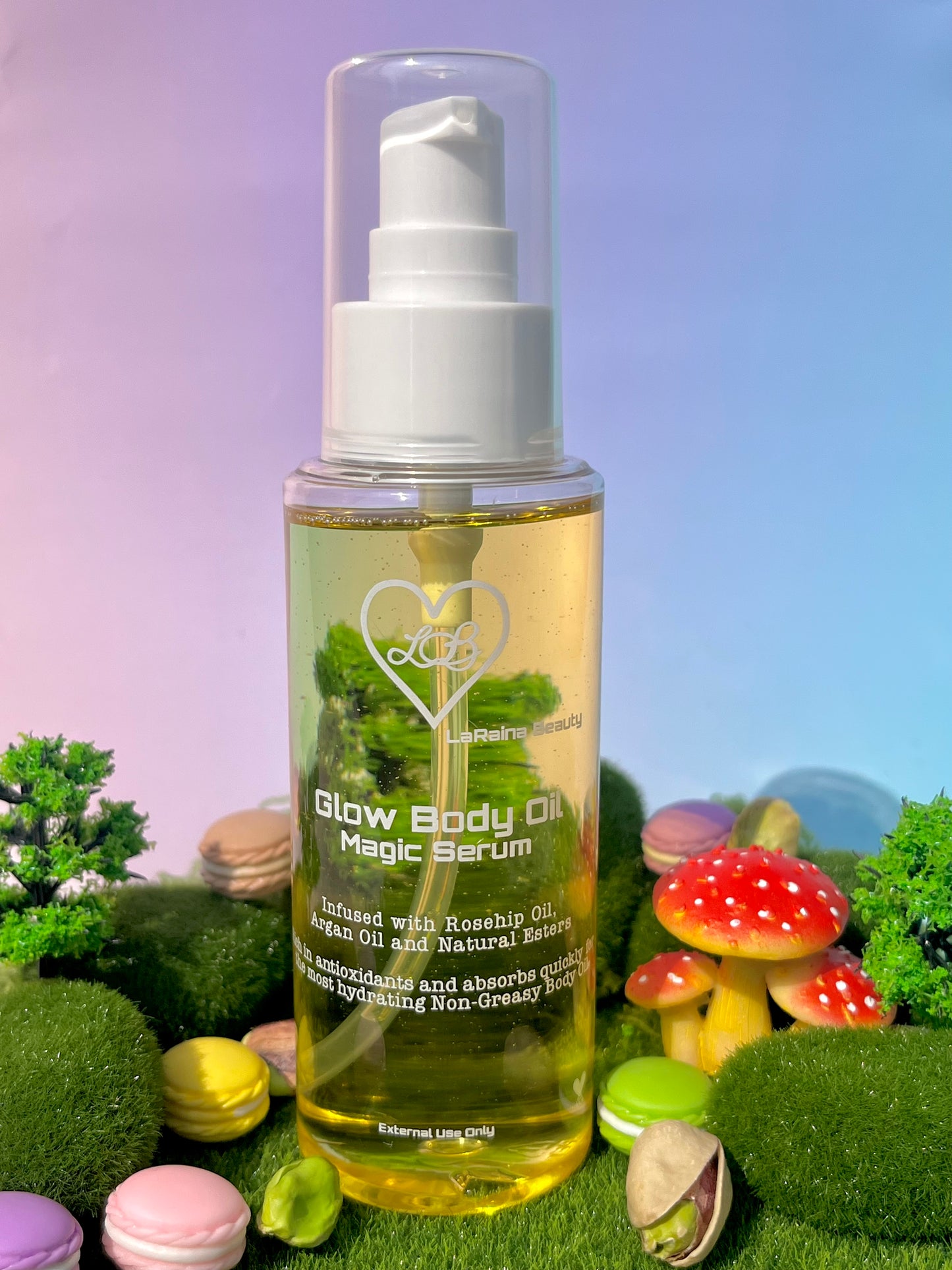 Creamy Nutty sugar scented body oil inspired by pistachio scents- Handmade gourmand UK body oil for glowing skin, a luxurious fragrant self care ritual with clean ingredients, vegan free, eco friendly and affordable.