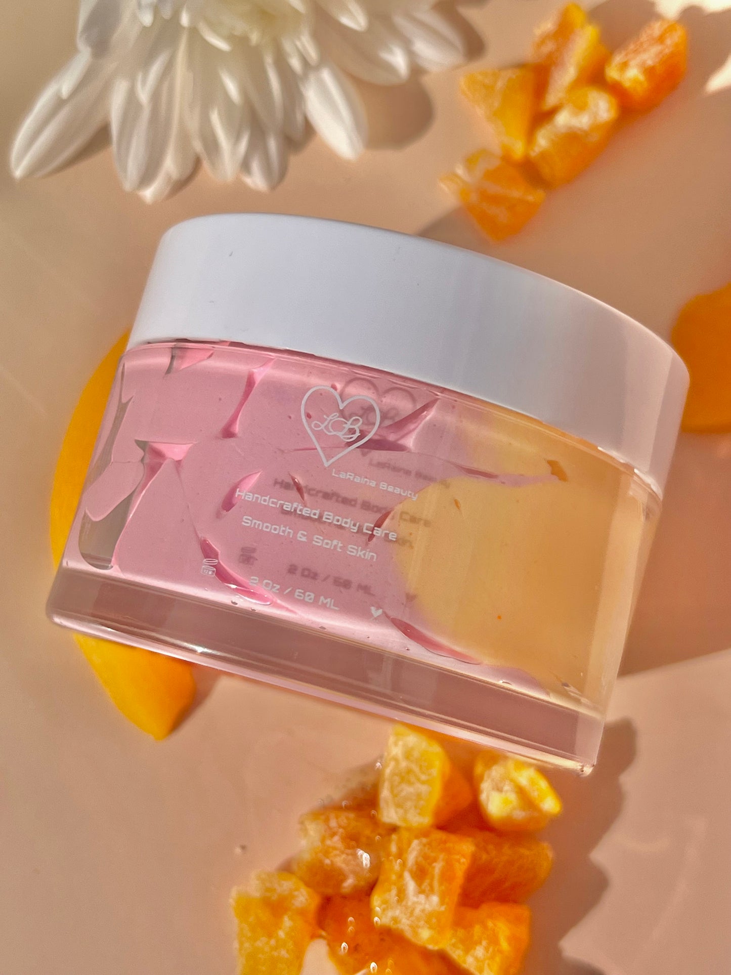 Peach Mango salsa Tropical juicy  Whipped Body Butter - Peach Fusion scented body moisturiser for dry skin and inflammatory skin conditions. Skincare treatment, uk handmade vegan body butter