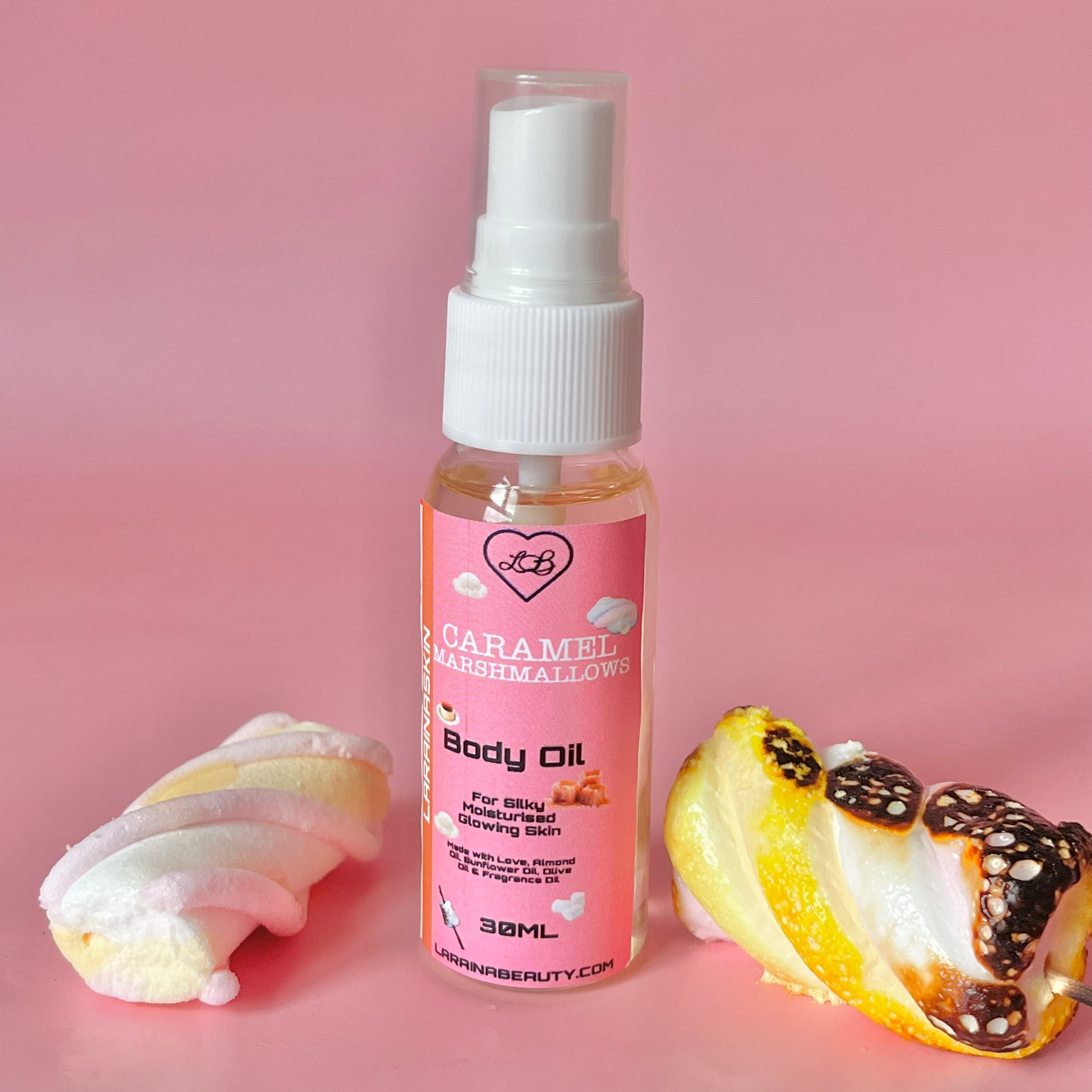 caramel marshmallows dry body oil spray