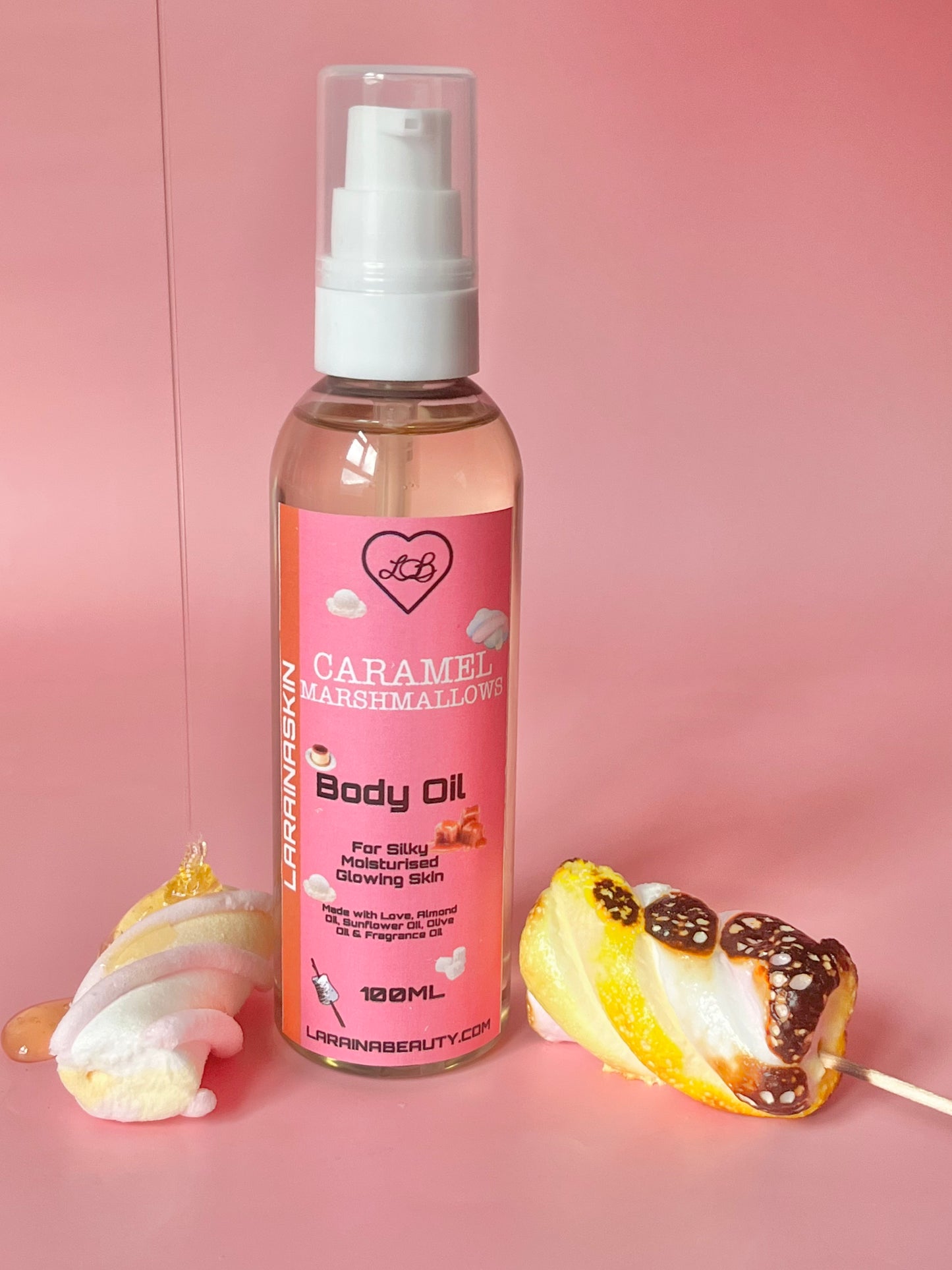 caramel and marshmallow scented body oils